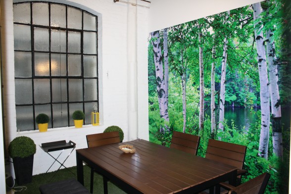 Public lets you work outside-well, almost. All their meeting rooms are unique, like the "Cabin" complete with grass astroturf and benches. 