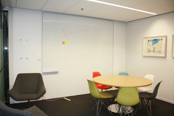 A meeting room for ideation and collaboration. 